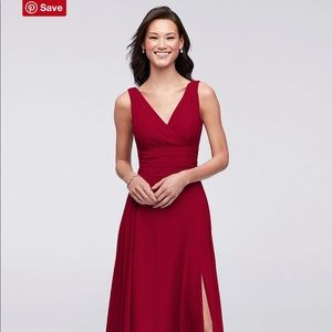 David’s Bridal apple red long bridesmaid gown NWT